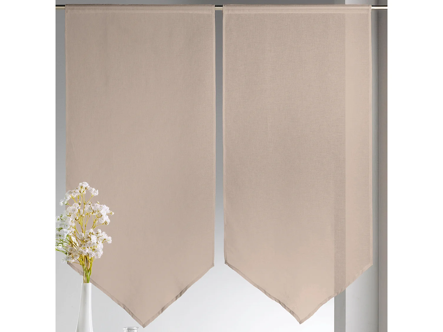 Paire de petits voilages Etamine bas en pointe