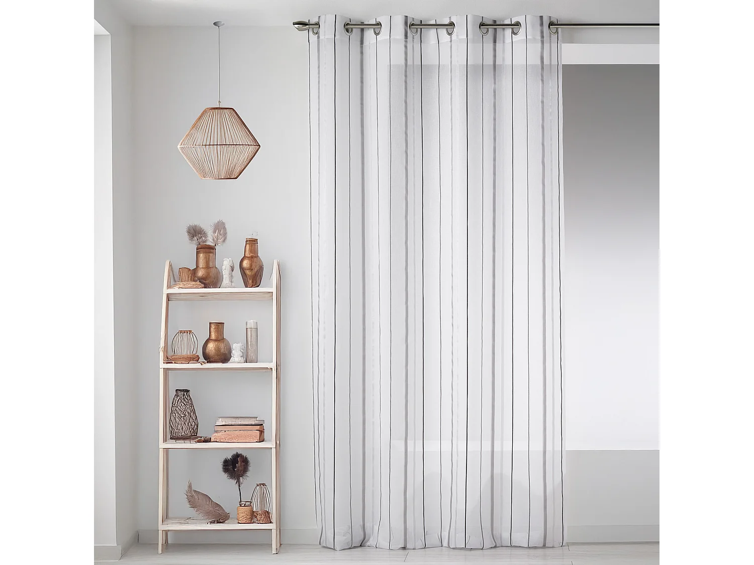 Voilage en Etamine avec Rayures Verticales