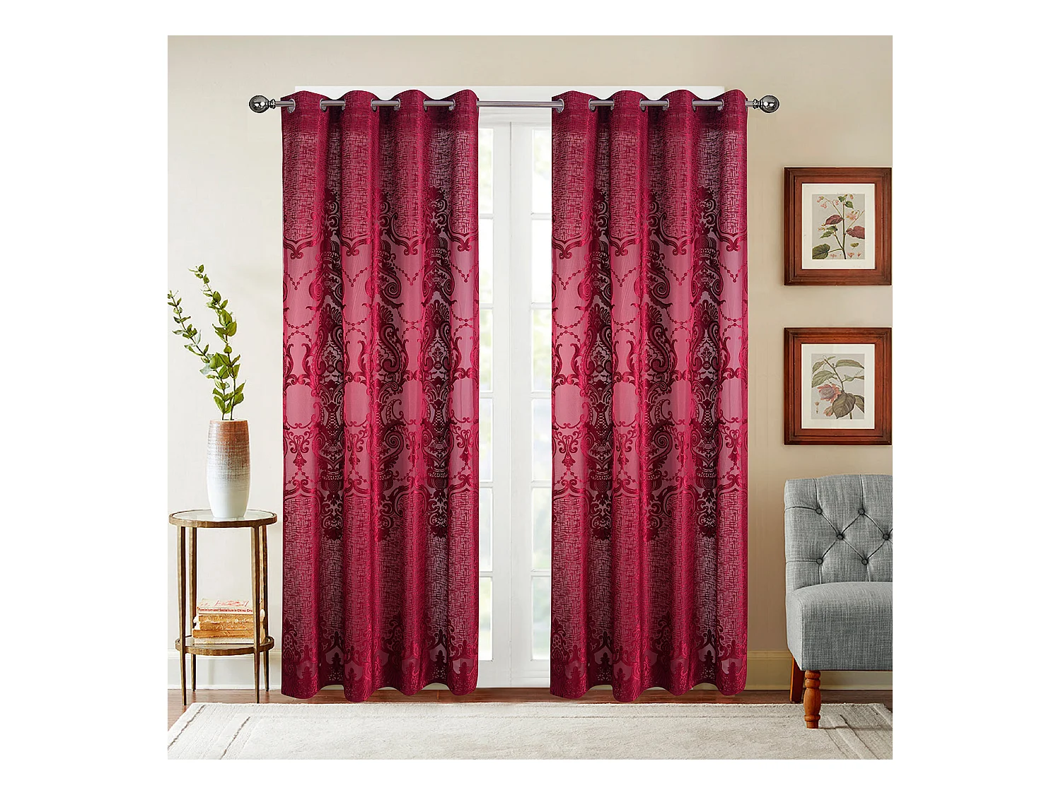 Paire de voilages aux motifs romantiques