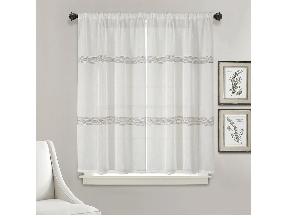 Paire de petits voilages droits à rayures