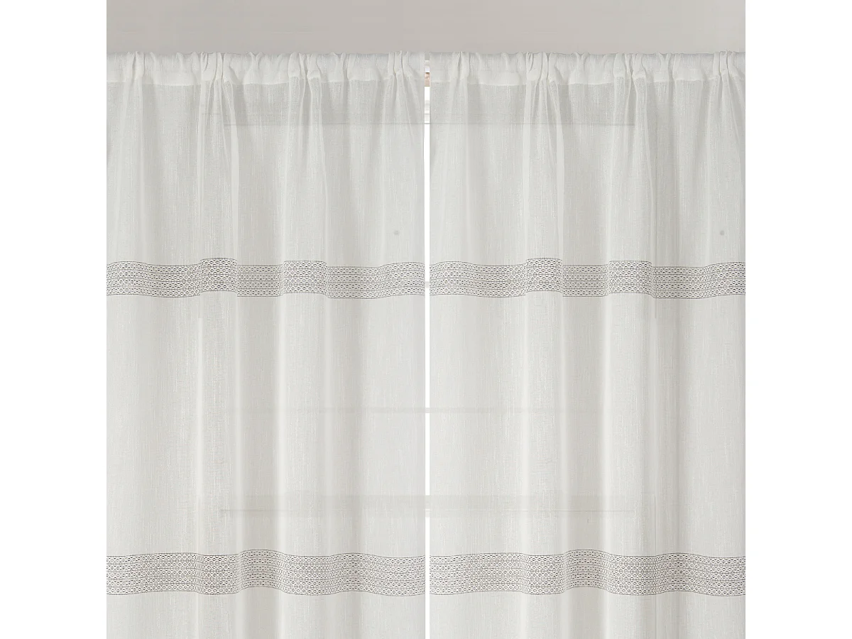 Paire de petits voilages droits à rayures