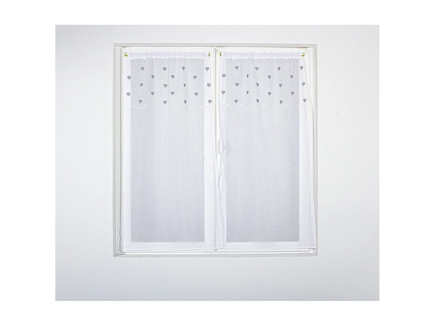 Paire de Voilages à Motif "Cœur" 60x160cm Gris