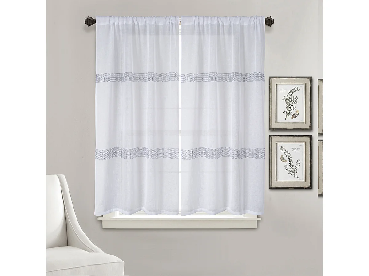 Paire de petits voilages droits à rayures