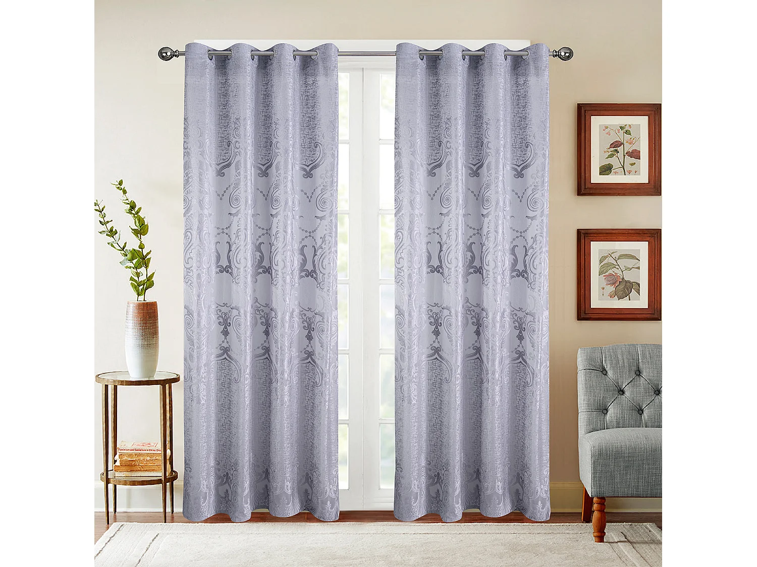 Paire de voilages aux motifs romantiques