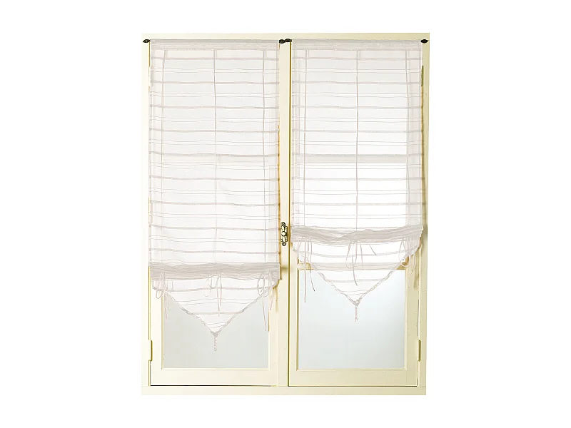 Paire de petits voilages organza à fine rayures et fils brillants "Alizée"