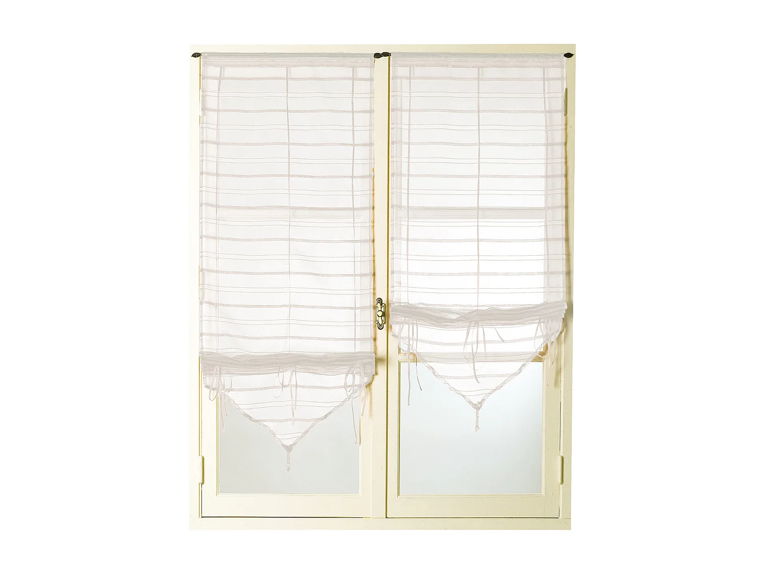 Paire de petits voilages organza à fine rayures et fils brillants "Alizée"