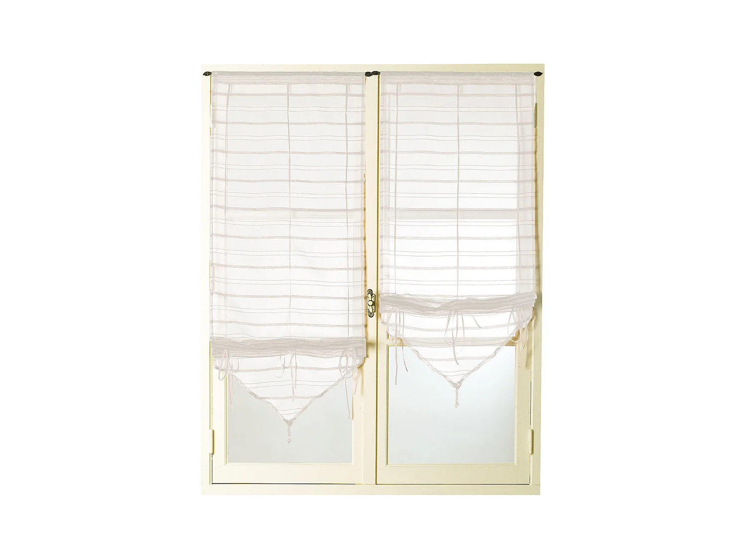 Paire de petits voilages organza à fine rayures et fils brillants "Alizée"