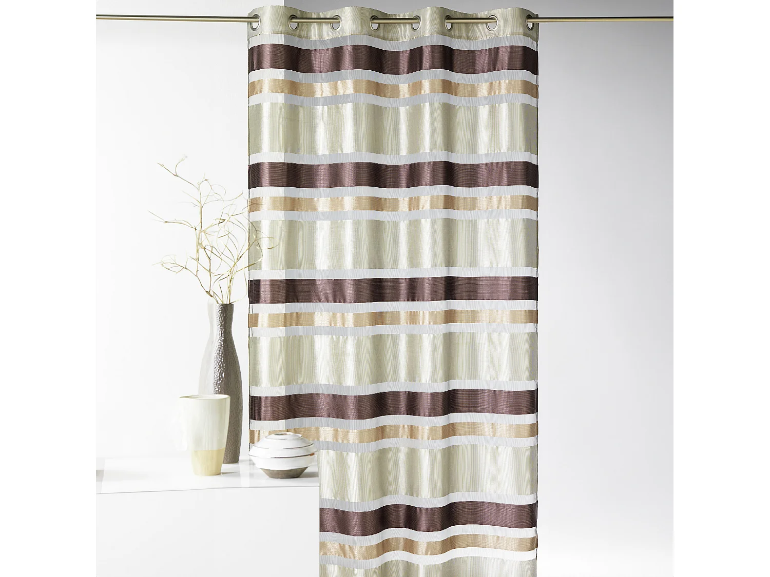 Voilage en Organza rayures horizontales