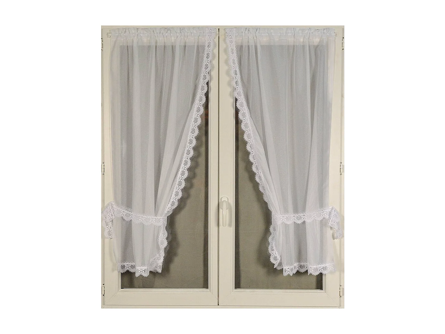 Par de cortinas de señora con borde de macramé 110 x 220 cm