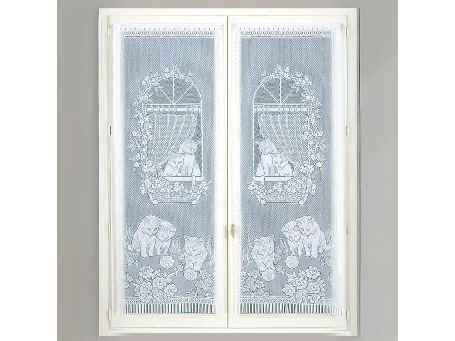 Paire de Petits voilages Droits à Franges