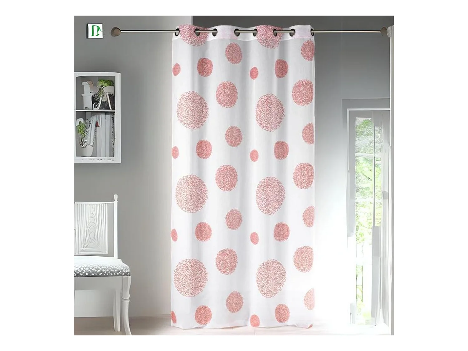 Visillo en Estameña Fantasía Estampado Plata