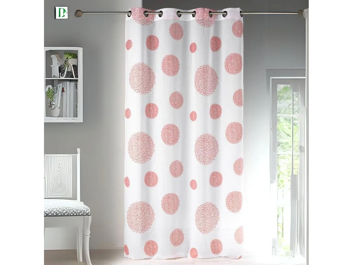 Visillo en Estameña Fantasía Estampado Plata