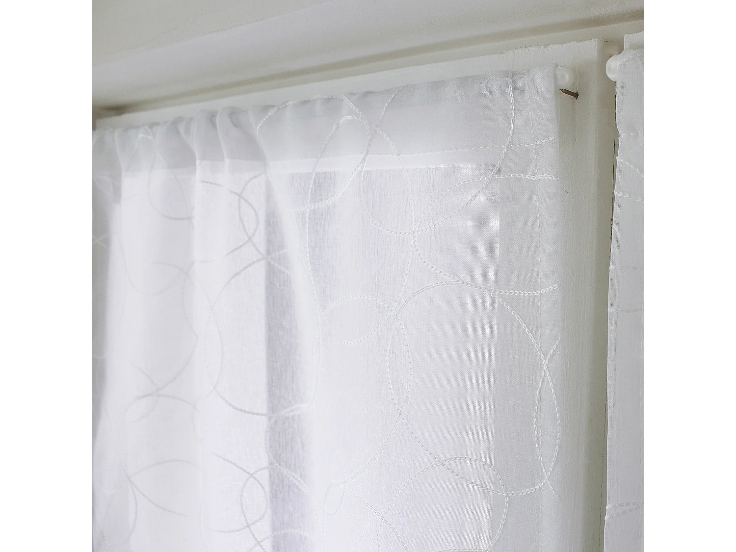 Paire de Voilages Bordés "Galet" 60x160cm Blanc