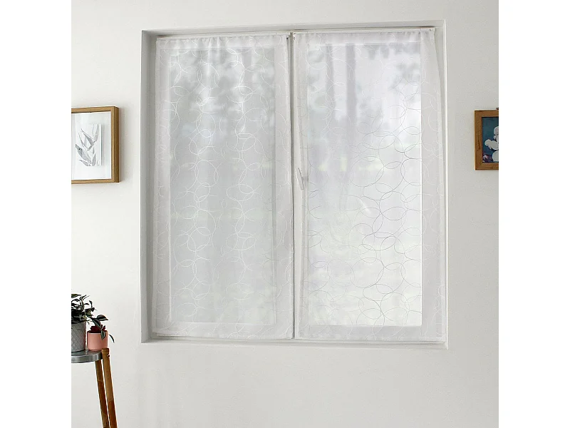 Paire de Voilages Bordés "Galet" 60x160cm Blanc