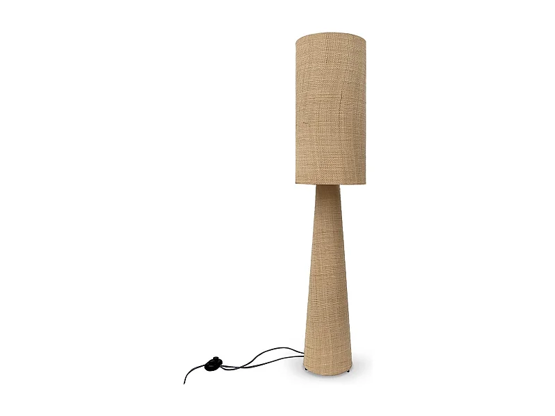 Lampadaire en raphia à bord naturel
