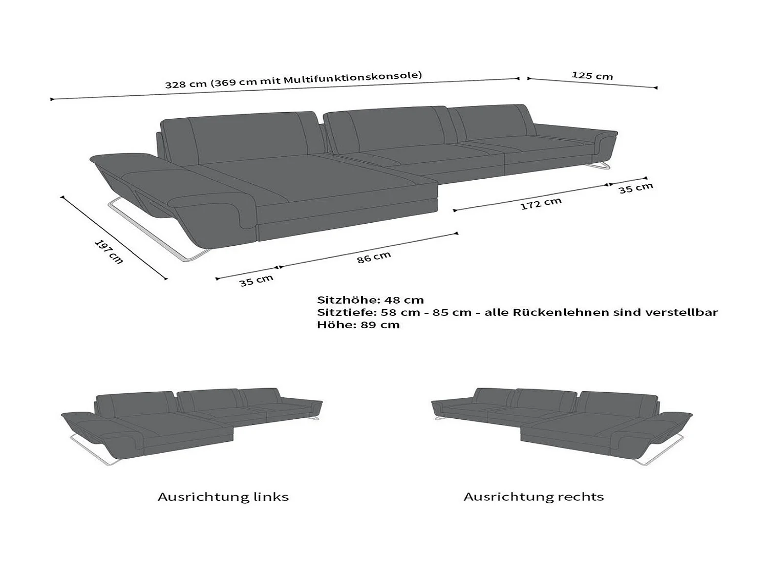 Ledersofa Bari L Ledermix Sandbeige Weiß Rechts