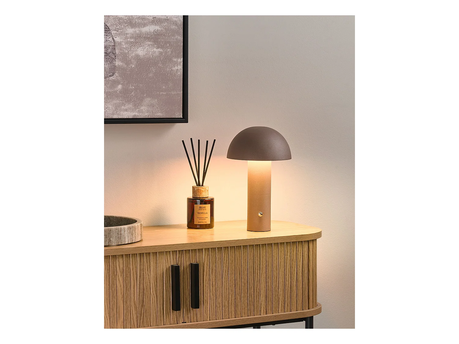 LED draadloze tafellamp BOJO Met dimmer Metaal Bruin