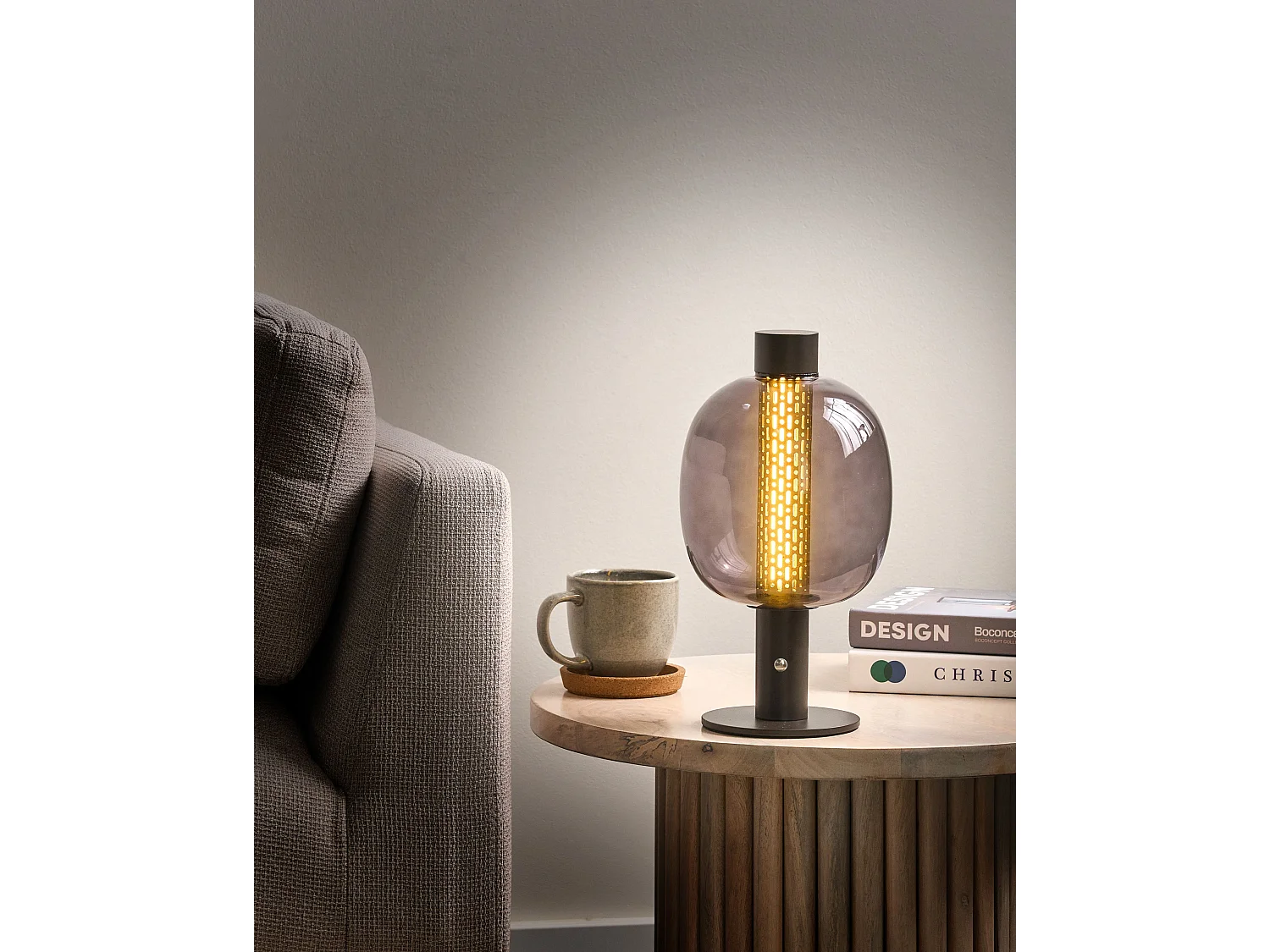 Lampe de table LED sans fil PULANGI Avec variateur Métal Noir