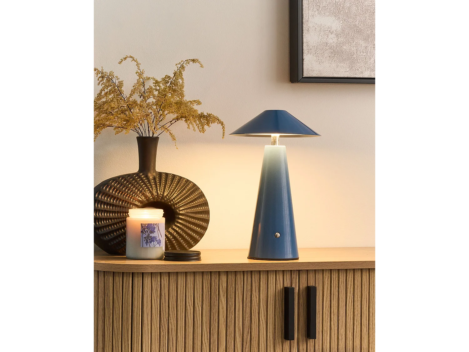 LED draadloze tafellamp APAYAO Met dimmer Metaal Blauw