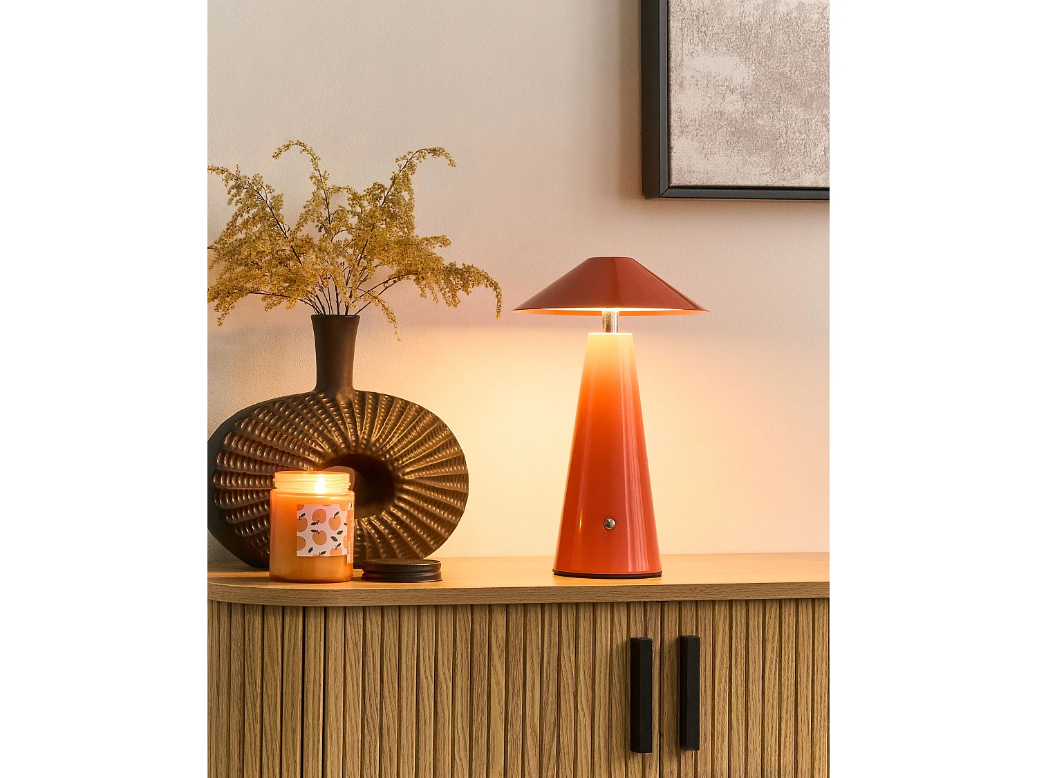 LED draadloze tafellamp APAYAO Met dimmer Metaal Rood