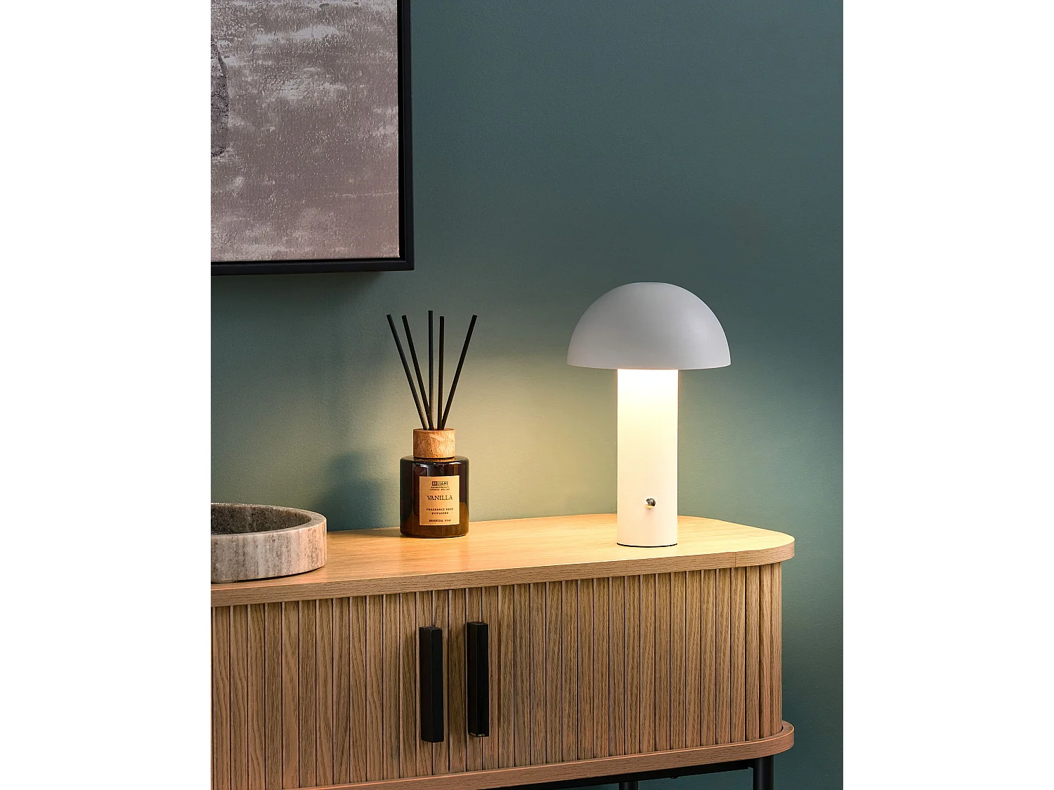 Kabellose LED Tischlampe BOJO mit Dimmer Metall Weiss