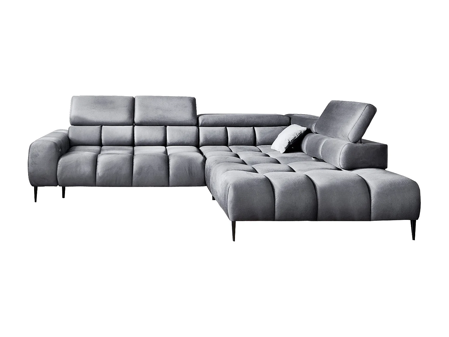 PLAZA-L Hoekbank Rechts Functioneel Comfortabel Bedfunctie Verstelbare Rugleuningen Verstelbare Zitting Verensysteem 300x216x99cm Grijs