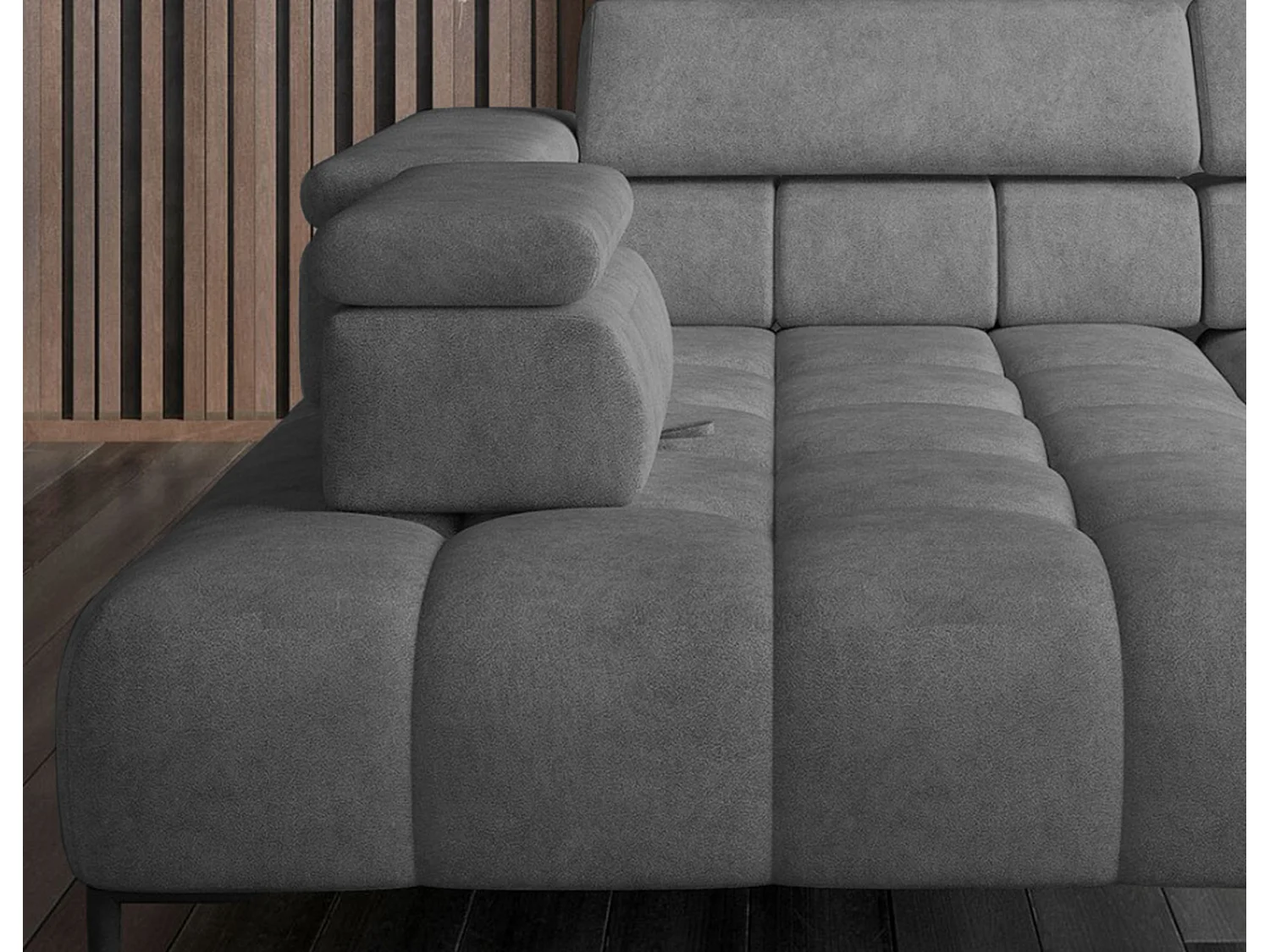 PLAZA-L Hoekbank Rechts Functioneel Comfortabel Bedfunctie Verstelbare Rugleuningen Verstelbare Zitting Verensysteem 300x216x99cm Grijs