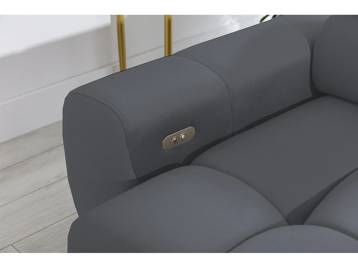 Hoeksalon PLAZA-MINI Stof SOLAR Longchair Links, Zachte Rugleuning, Industrieel Stijl, L-Vorm, 270x99x177cm, L-GRAY