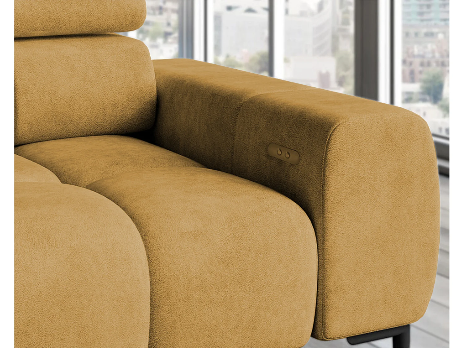 PLAZA-L Hoekbank Links Functioneel Comfortabel Bedfunctie Verstelbare Rugleuningen Verstelbare Zitting Verensysteem 300x216x99cm Goud