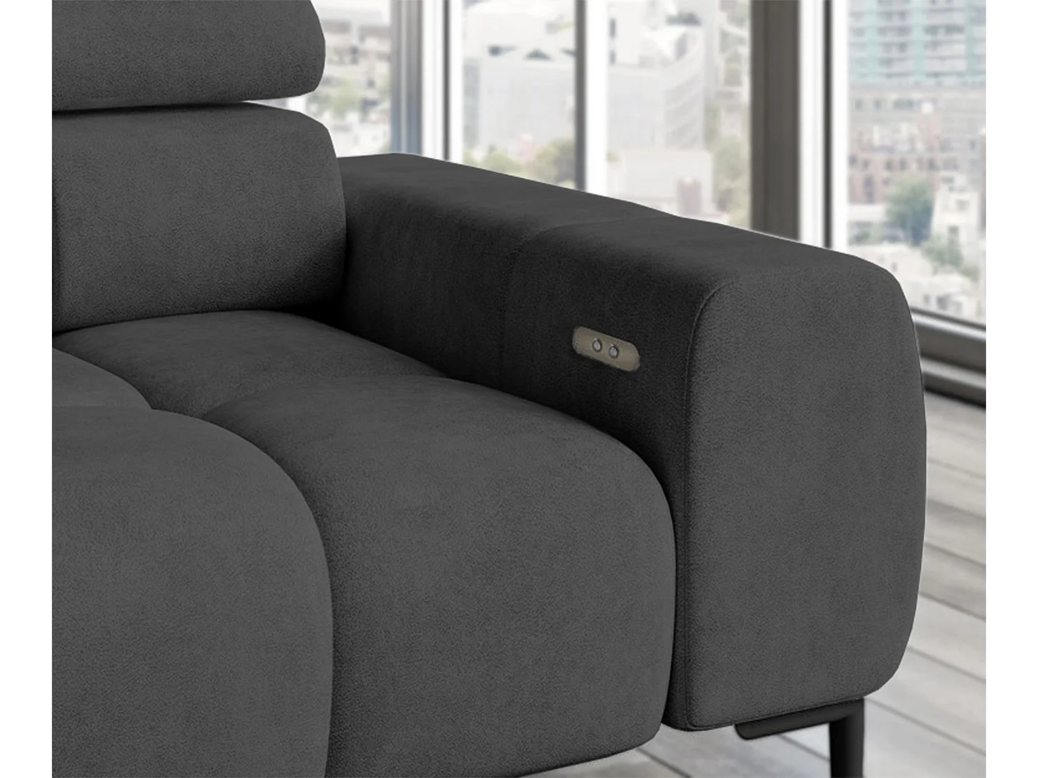 Hoeksalon PLAZA-L Stof SOLAR Hoekbank Inclusief Comfortabele Zachte Rugleuning Longchair Rechts Industrieel Stijl L-Vorm Rechts 300x99x216cm GRAY