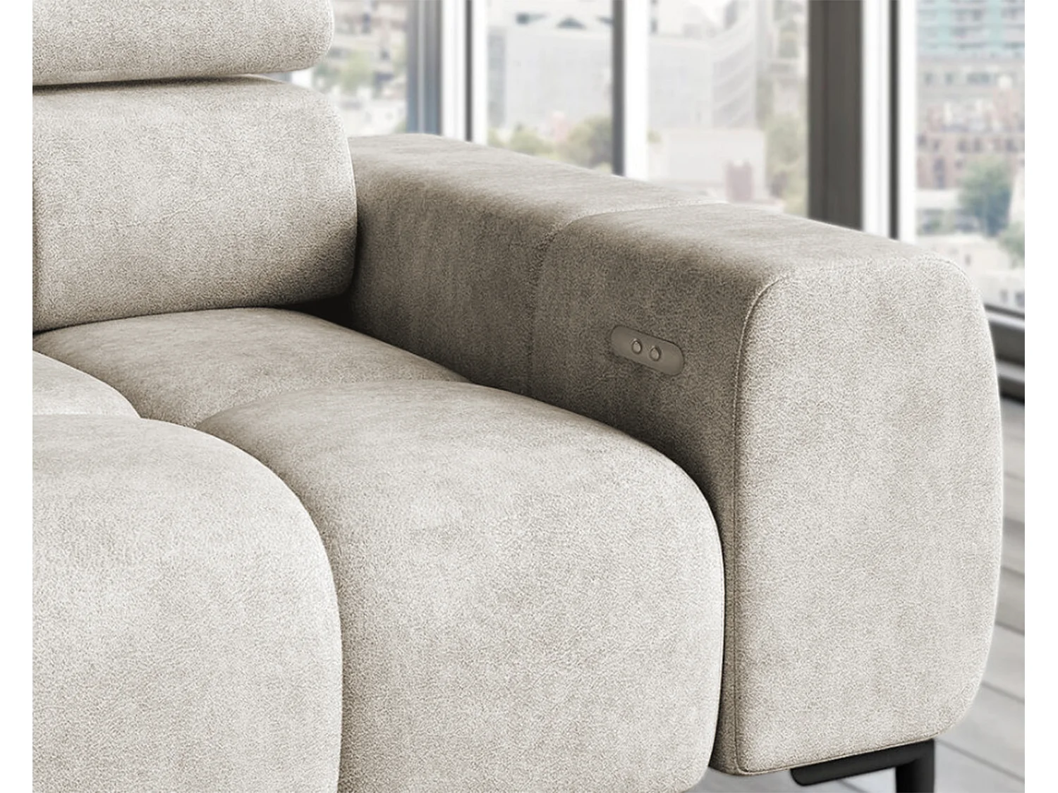 PLAZA-L Hoekbank Links Functioneel Comfortabel Bedfunctie Verstelbare Rugleuningen Verstelbare Zitting Verensysteem 300x216x99cm Beige