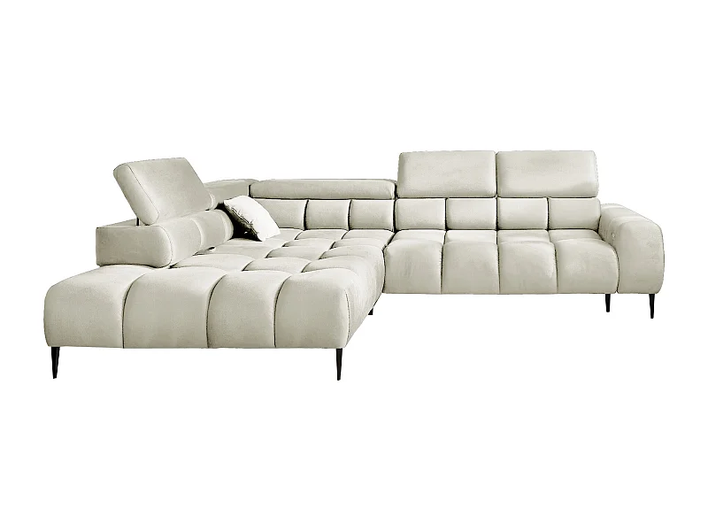 Canapé d'angle PLAZA-L gauche Fonctionnel Confortable avec fonction lit Têtières réglables Assise réglable 300x216x99 cm Beige