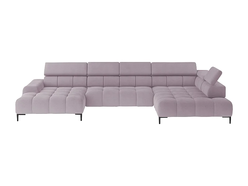 Ecksofa PLAZA-U Stoff SOLAR Eckcouch inkl. bequemer flauschiger Rückenlehne, lang rechts 216cm, kurz links 177cm Industrial Style U-Form Pulverpink