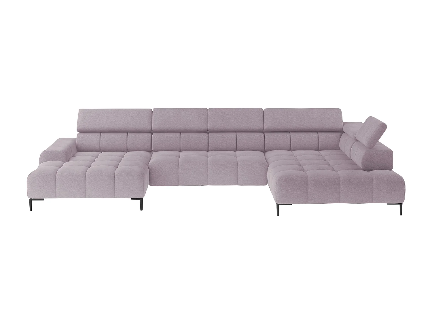 Ecksofa PLAZA-U Stof SOLAR Hoekbank Incl. Comfortabele Rugleuning Lang Rechts 216cm Kort Links 177cm U-Vorm 385x99x216cm ROZE