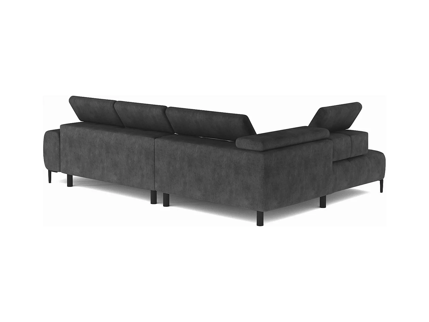 Canapé d'angle Plaza en forme de U - Côté gauche, Fonctionnel, Couchage confortable, Têtières réglables, Assise réglable 385x216 cm, Gris foncé
