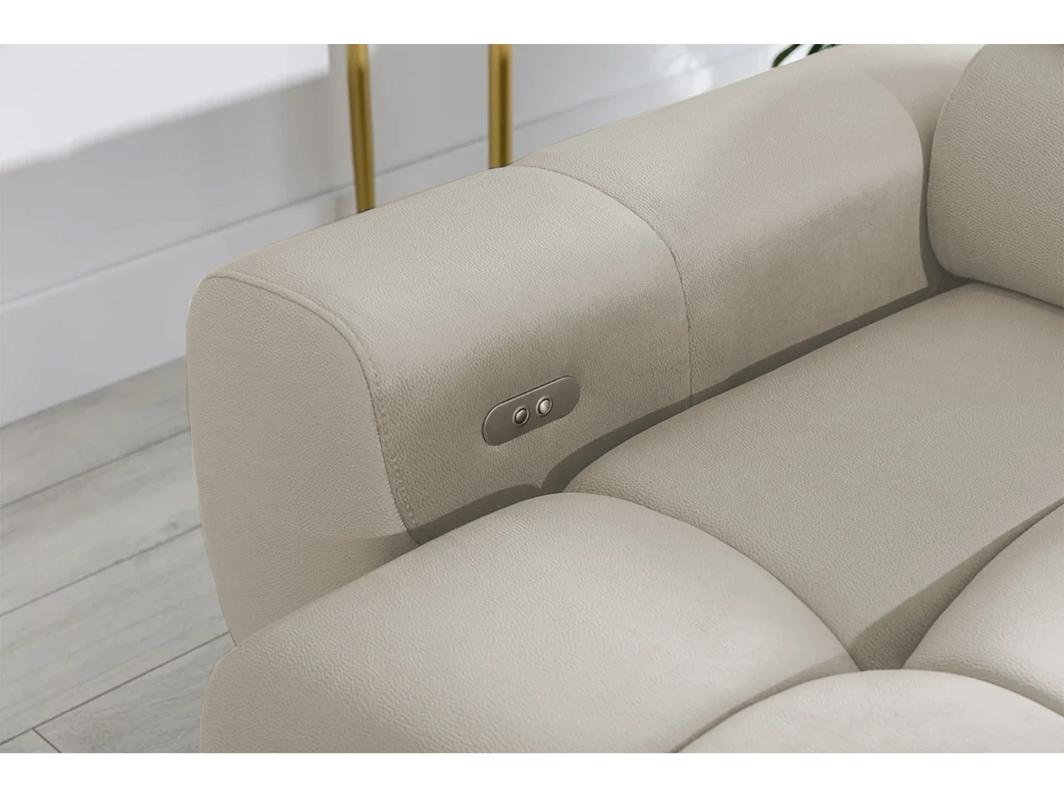 Ecksofa PLAZA-MINI Stoff SOLAR Longchair Links, Flauschige Rückenlehne, Industrial Style, L-Form, 270x99x177cm, L-CREME