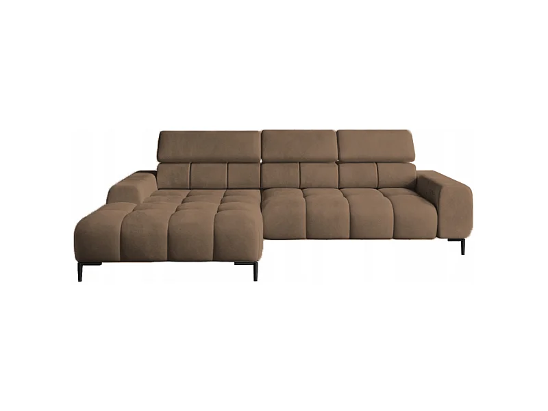 PlazaMINI Polsterecke L-Form Links, Ecksofa mit Schlaffunktion, 3-Sitzer, verstellbare Kopfstützen, MONOLITH, 177x270x99 cm, Braun