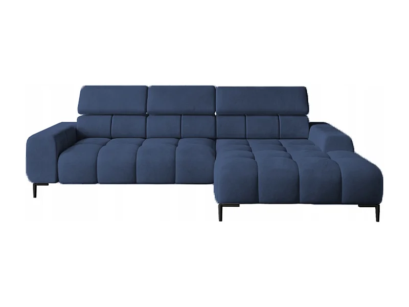 PlazaMINI Polsterecke L-Form Rechts, Ecksofa mit Schlaffunktion, 3-Sitzer, verstellbare Kopfstützen, MONOLITH, 177x270x99 cm, Blau