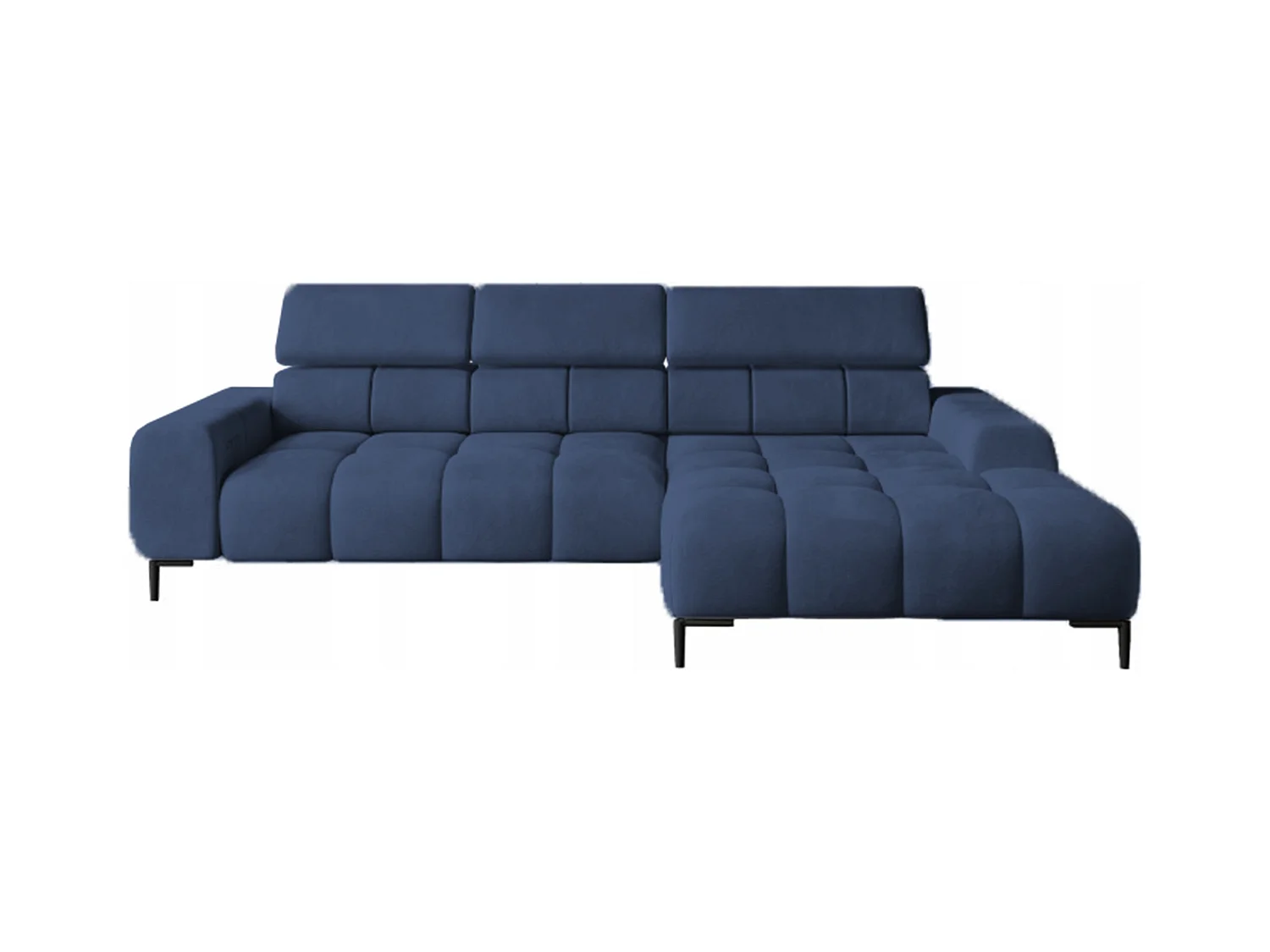 PlazaMINI Polsterecke L-Form Rechts, Ecksofa mit Schlaffunktion, 3-Sitzer, verstellbare Kopfstützen, MONOLITH, 177x270x99 cm, Blau