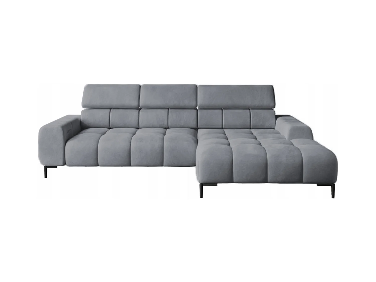 PlazaMINI Polsterecke L-Form Rechts, Ecksofa mit Schlaffunktion, 3-Sitzer, verstellbare Kopfstützen, MONOLITH, 177x270x99 cm, Grau