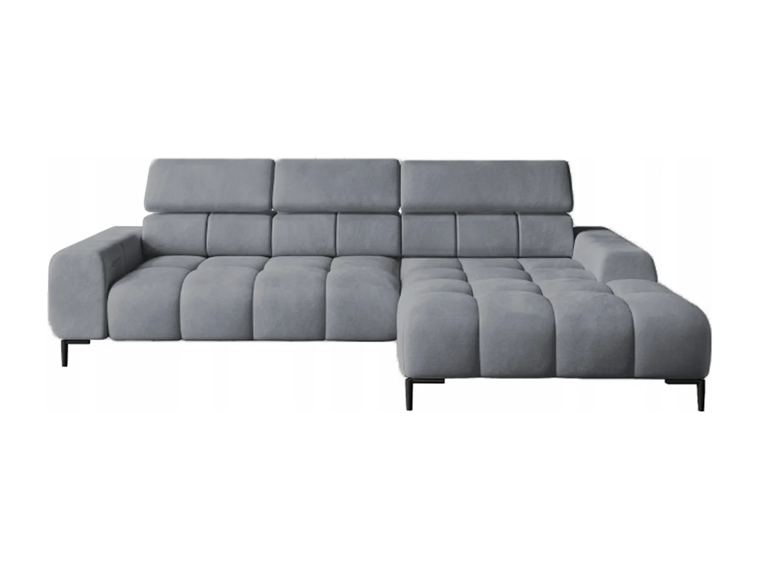 PlazaMINI Polsterecke L-Form Rechts, Ecksofa mit Schlaffunktion, 3-Sitzer, verstellbare Kopfstützen, MONOLITH, 177x270x99 cm, Grau