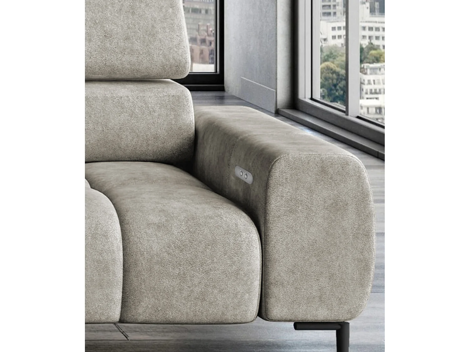 PlazaMINI Hoekbank L-Form Rechts, Bank met Slaapfunctie, 3-Zits, Verstelbare Hoofdkussens, Stof: SALVADOR, 177x270x99 cm, Beige Crème