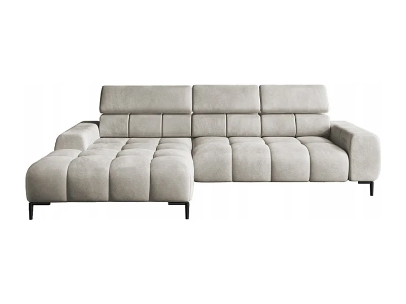 PlazaMINI Polsterecke L-Form Links, Ecksofa mit Schlaffunktion, 3-Sitzer, verstellbare Kopfstützen, MONOLITH, 177x270x99 cm, Beige