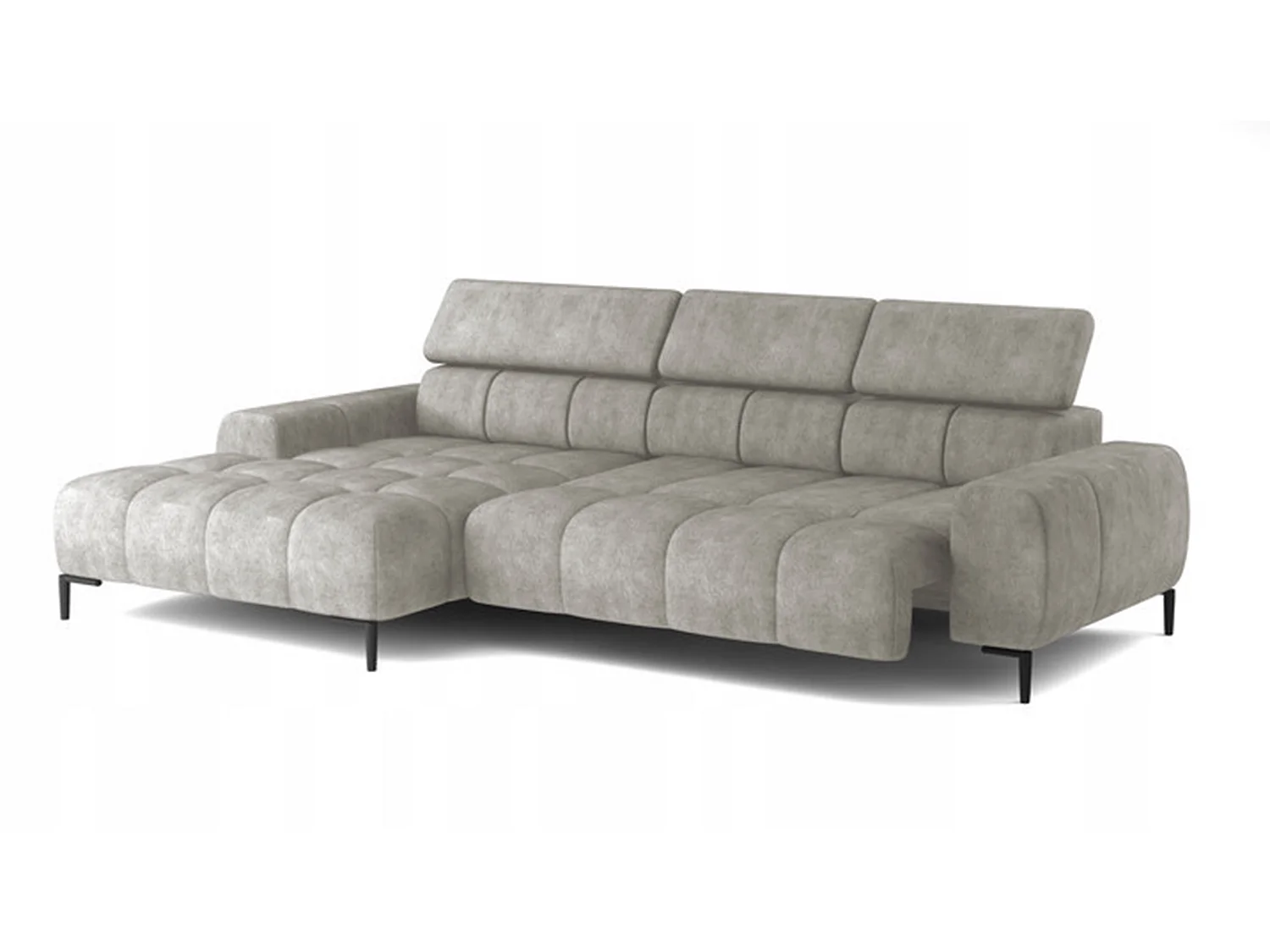 PlazaMINI Hoekbank L-Form Links, Bank met Slaapfunctie, 3-Zits, Verstelbare Hoofdkussens, Stof: SALVADOR, 177x270x99 cm, Beige Crème