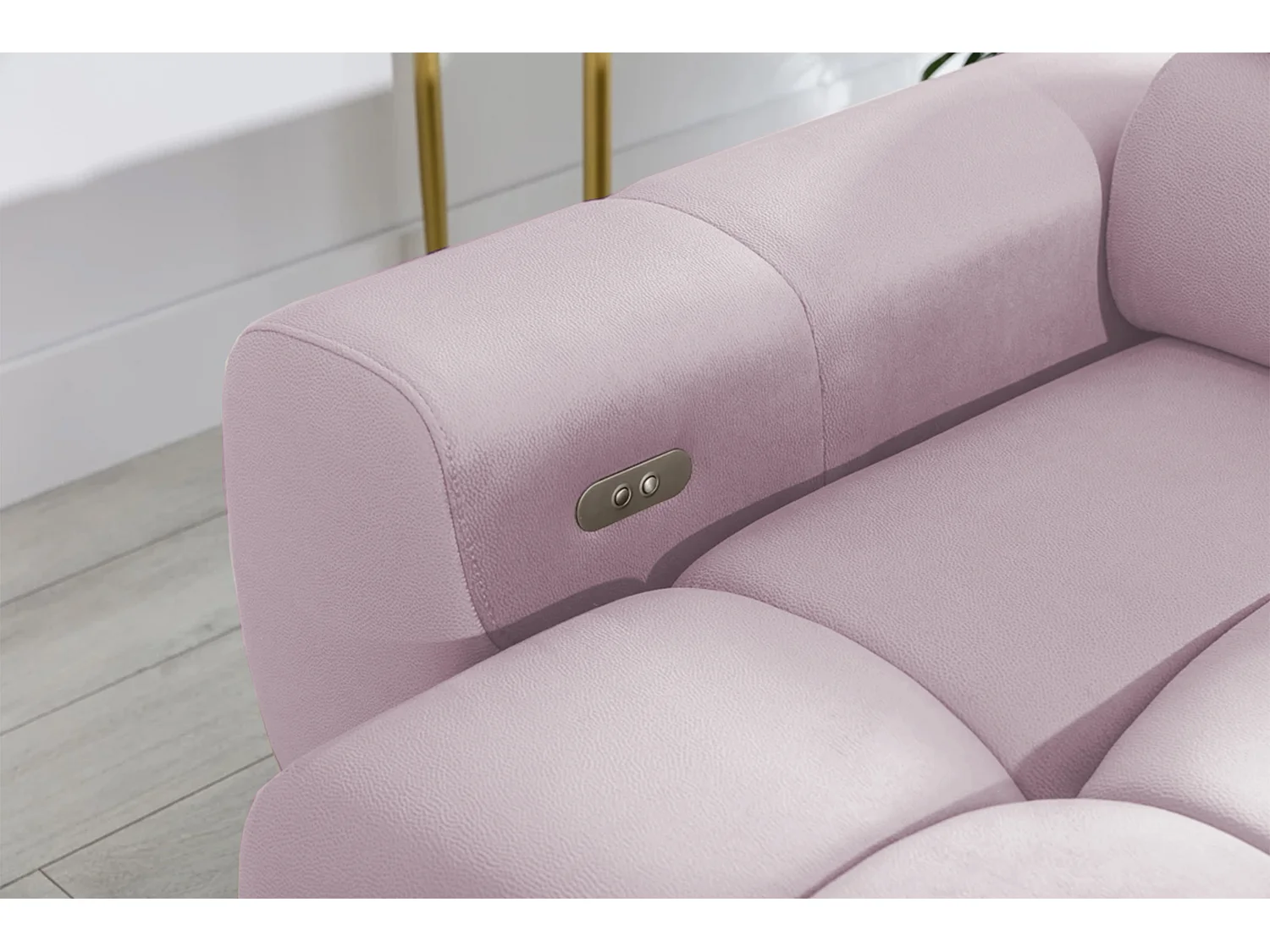 Hoeksalon PLAZA-MINI Stof SOLAR Longchair Links, Zachte Rugleuning, Industrieel Stijl, L-Vorm, 270x99x177cm, L-PULVERROZE