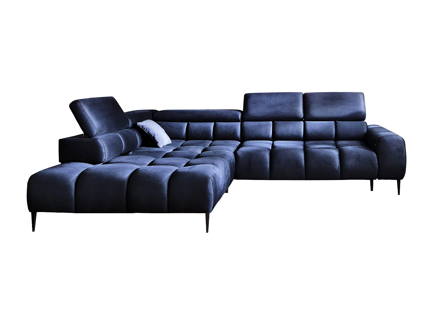 PLAZA-L Hoekbank Links Functioneel Comfortabel Bedfunctie Verstelbare Rugleuningen Verstelbare Zitting Verensysteem 300x216x99cm Blauw