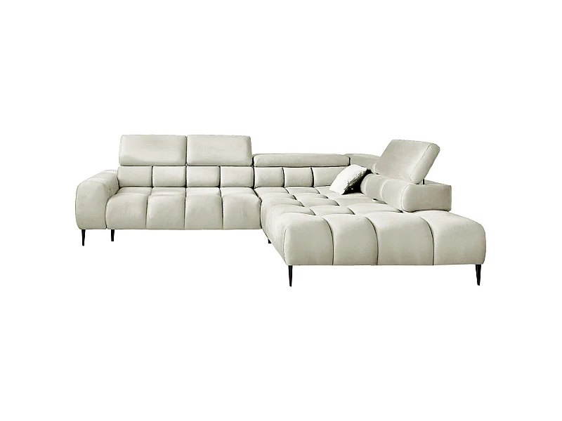 Ecksofa PLAZA-L Rechte Funktional Komfortable Schlaffunktion Verstellbare Kopfstützen Verstellbarer Sitz Wellenfedersystem 300x216x99cm Beige