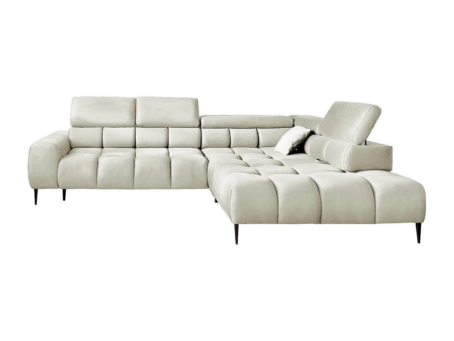 Narożnik PLAZA-L Prawy Funkcjonalny Wygodna Funkcja Spania Regulowane Oparcia Regulowany Siedzisko System Sprężyn 300x216x99cm Beżowy