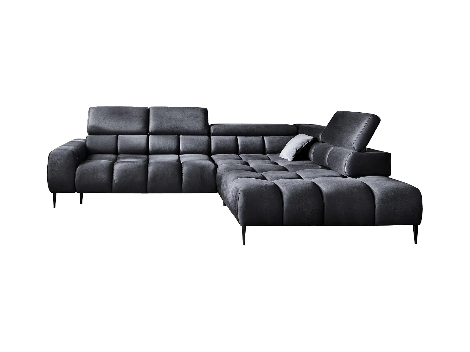 Canapé d'angle PLAZA-L droite Fonctionnel Confortable avec fonction lit Têtières réglables Assise réglable 300x216x99 cm Graphite