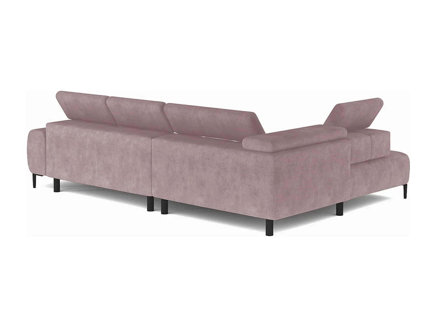 Plaza Sofa Narożna w układzie "U" - Prawa, Funkcja spania, Regulowane zagłówki i siedzisko, 385x216 cm, Pudrowy róż